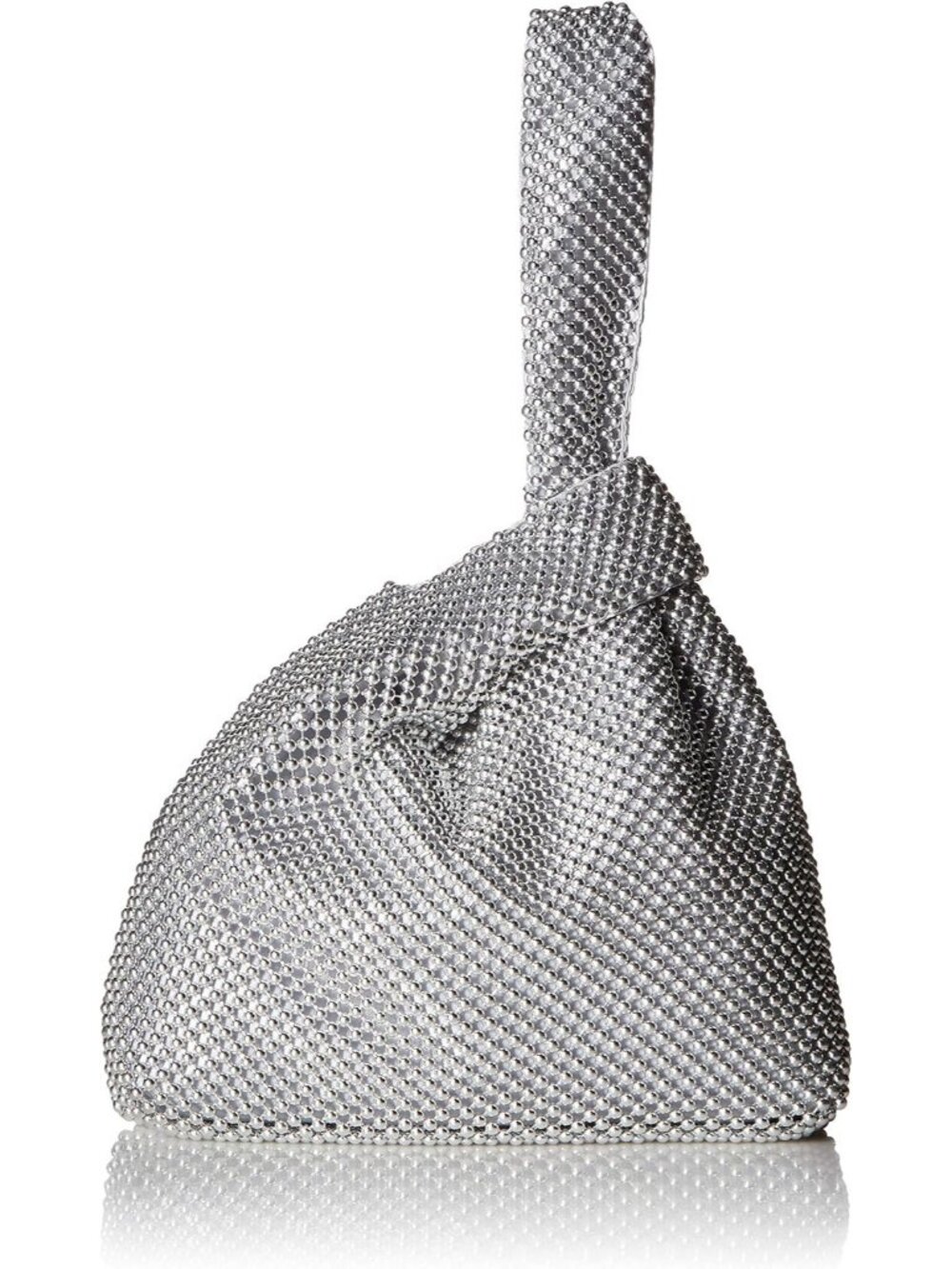 Womens Silver Metal Mesh Wristlet Slouchy Pouch Prom Wedding Clutch Evening Bag